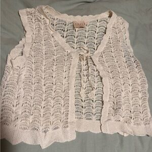 Good Luck Gem Cream Open-Knit Cardigan